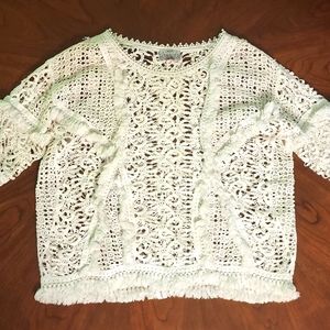 BARASCHI Anthropologie crochet white top